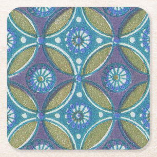 Porta-copo De Papel Quadrado Padrão Rustic Blue and Green Designer Egípcio
