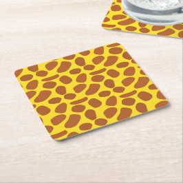 Porta-copo De Papel Quadrado Padrão sem costura da pele de girafa amarela branc