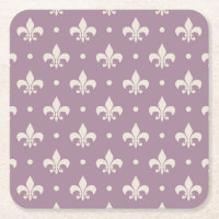Padrão Silver Fleur De Lis em fundo roxo