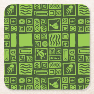 Porta-copo De Papel Quadrado Padrão Tiki