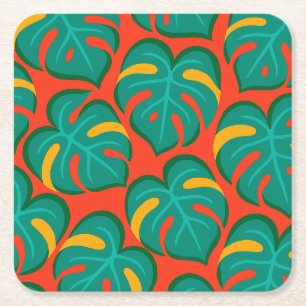 Porta-copo De Papel Quadrado Padrão Tropical Festa