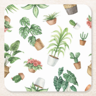 Porta-copo De Papel Quadrado Padrão vegetal