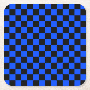 Porta-copo De Papel Quadrado Padrão xadrez azul e preto