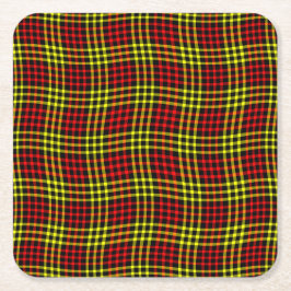 Porta-copo De Papel Quadrado Padrão Xadrez Quadriculado Amarelo Vermelho Sem Co