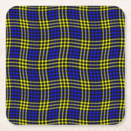 Porta-copo De Papel Quadrado Padrão Xadrez Quadriculado Azul Amarelo Sem Costur