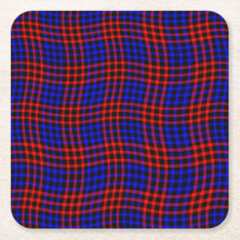 Porta-copo De Papel Quadrado Padrão Xadrez Quadriculado Azul Vermelho Sem Costu