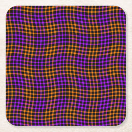 Porta-copo De Papel Quadrado Padrão Xadrez Quadriculado Laranja Roxo Sem Costur