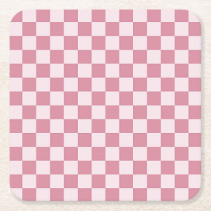 Porta-copo De Papel Quadrado Padrão xadrez rosa empoeirado