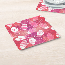 Porta-copo De Papel Quadrado Padrões de natal em rosa