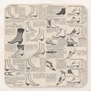 Porta-copo De Papel Quadrado Página de Catálogo de Sapatos Femininos Antigos Im