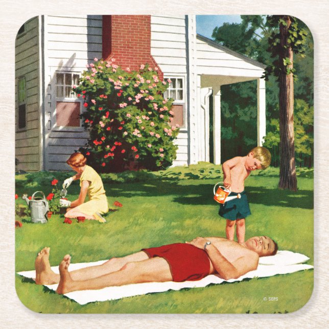 Porta-copo De Papel Quadrado Pai de Água (Frente)