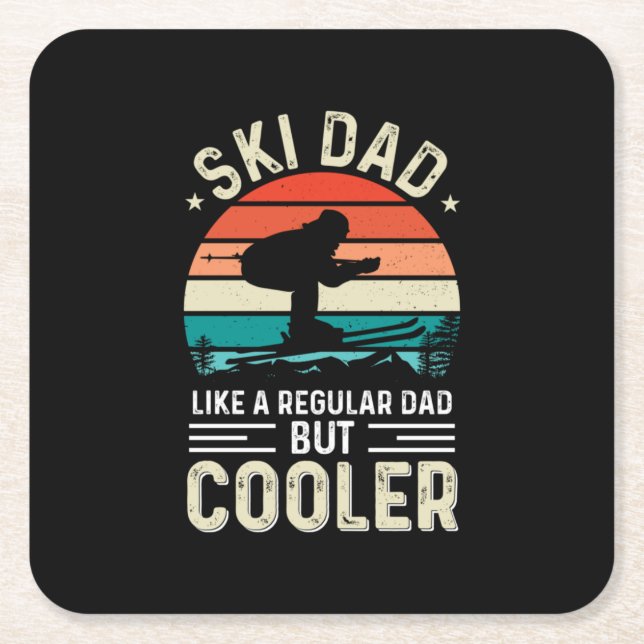 Porta-copo De Papel Quadrado Pai de Esqui (Frente)