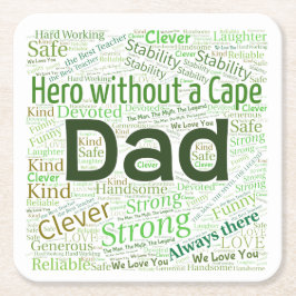 Porta-copo De Papel Quadrado Pai Word Cloud DesignPaper Porta copos