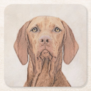 Porta-copo De Papel Quadrado Painting Vizsla - Arte de Cachorro Original