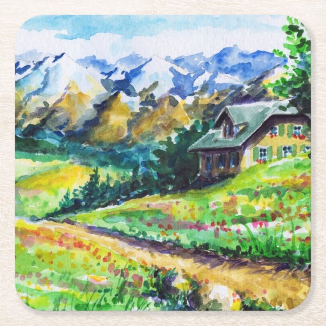 Porta-copo De Papel Quadrado Paisagem (Frente)
