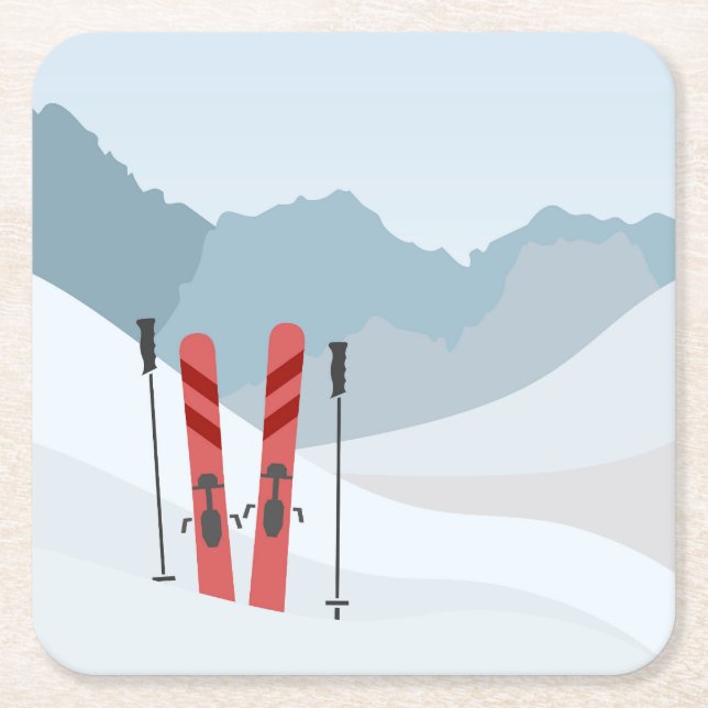 Porta-copo De Papel Quadrado Paisagem de inverno (Frente)