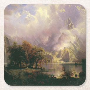 Porta-copo De Papel Quadrado Paisagem de Montanha Rochosa Cenário Majestoso