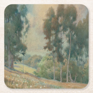 Porta-copo De Papel Quadrado Paisagem de Primavera (1911)  Cena Serena em Aquar
