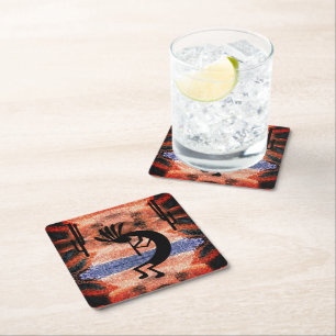 Porta-copo De Papel Quadrado Paisagem do Deserto de Kokopelli