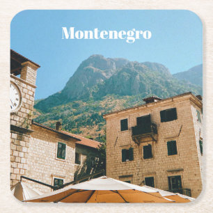 Porta-copo De Papel Quadrado Paisagem urbana de Montenegro