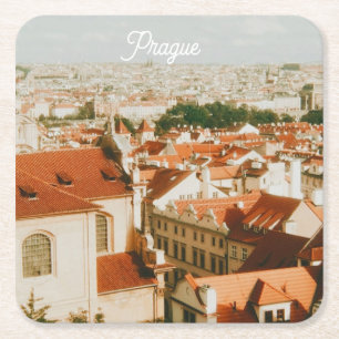 Porta-copo De Papel Quadrado Paisagem Urbana de Praga Souvenir