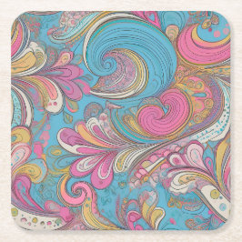 Porta-copo De Papel Quadrado Paisley Mauve Coaster