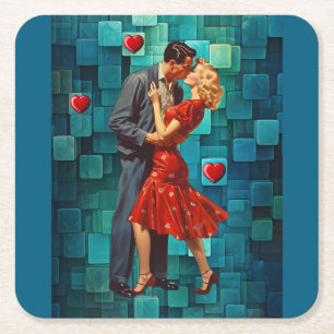 PORTA-COPO DE PAPEL QUADRADO PAIXÃO DO VALENTINE VINTAGE