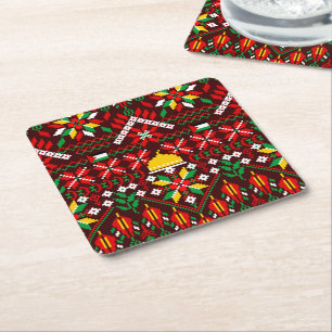 Porta-copo De Papel Quadrado Palestina Tatreez Embroderia Tradicional
