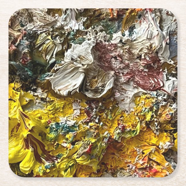 Porta-copo De Papel Quadrado Paleta de artistas #1 (Frente)