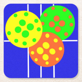 Porta-copo De Papel Quadrado Palhetas amarelas, laranja e verdes no campo azul