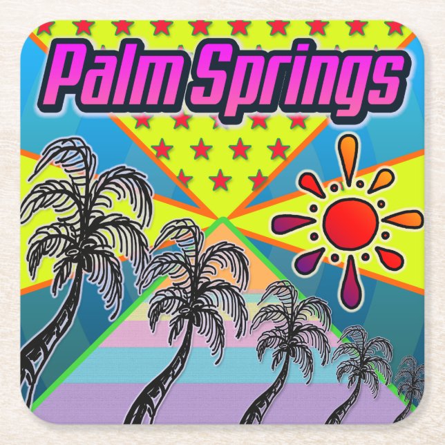 Porta-copo De Papel Quadrado Palm Springs Freedom Coaster (Frente)