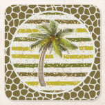 Porta-copo De Papel Quadrado Palm Tree Tropical<br><div class="desc">Palmeiras tropicais em listras e portas copos de papel de manchas para animais são perfeitas para sua própria casa ou dão como presente. MECANISMO,  guardanapos e mais nossa loja.</div>