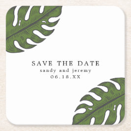 Porta-copo De Papel Quadrado Palma tropical deixa a não foto salvando a data