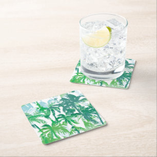Porta-copo De Papel Quadrado Palmas tropicais do Paper Porta copos