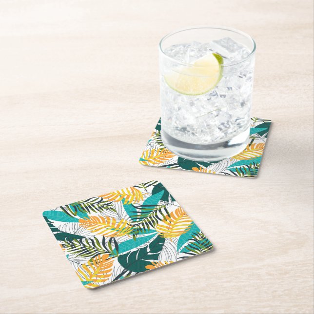 Porta-copo De Papel Quadrado Palmas tropicais do Porta copos Impressão (Insitu)