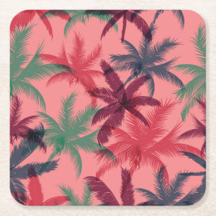 Porta-copo De Papel Quadrado Palmeiras tropicais: padrão sem costura