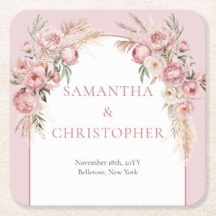 Porta-copo De Papel Quadrado Pampas de arco-íris pampas boho eucalyptus