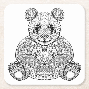 Porta-copo De Papel Quadrado Panda tribal inspirada