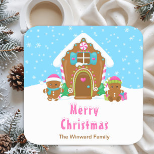 Porta-copo De Papel Quadrado Pão-de-gengiva Partido Brilhante Azul e Rosa