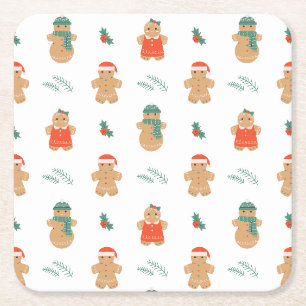 Porta-copo De Papel Quadrado Pão de Gingerpão Cookie Padrão de Natal