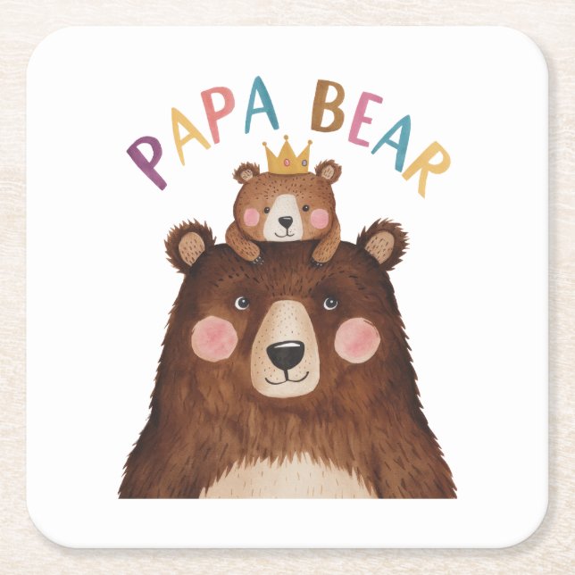 Porta-copo De Papel Quadrado Papa Bear (Frente)