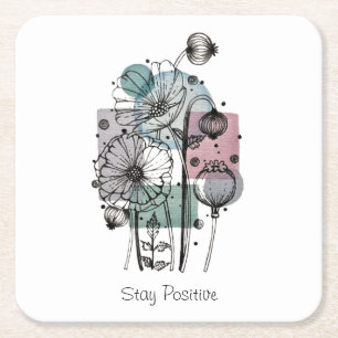 Porta-copo De Papel Quadrado Papagaios Com Tinta E Aquarela