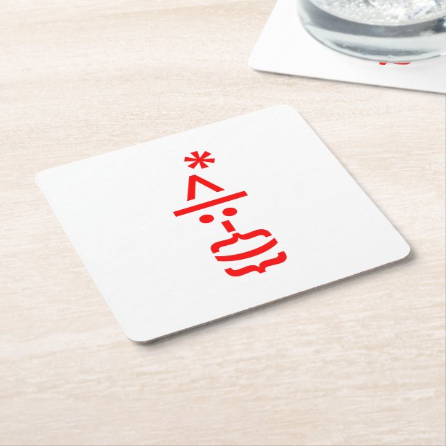 Porta-copo De Papel Quadrado Papai Noel com Beard Christmas Emoticon (Inclinado)