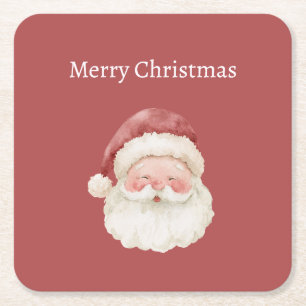 Porta-copo De Papel Quadrado Papai Noel de Chapéu Vermelho de Natal