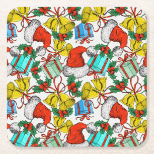 Porta-copo De Papel Quadrado Papai Noel e Presentes_GC - Porta copos de Papel