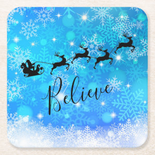 Porta-copo De Papel Quadrado Papai Noel e sua Rebelde Voadora - Acredite