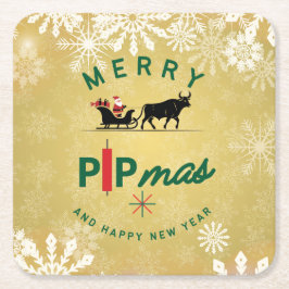 Porta-copo De Papel Quadrado Papai Noel em um Trenó de Touro – Presente de Pipm