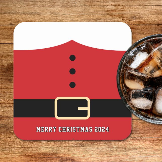 Porta-copo De Papel Quadrado Papai Noel Felry Natal (Santa Claus Merry Christmas Square Paper Coaster
)