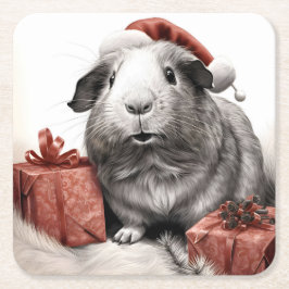 Porta-copo De Papel Quadrado Papai noel Guiné Pig Natal