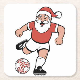 Porta-copo De Papel Quadrado Papai Noel Jogando Futebol Natal Jogador Esporte